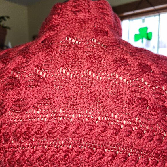 25072 Connemara Knitwear 100% Merino Wool Cardigan Irish Sweater Red Sz M - Picture 9 of 13